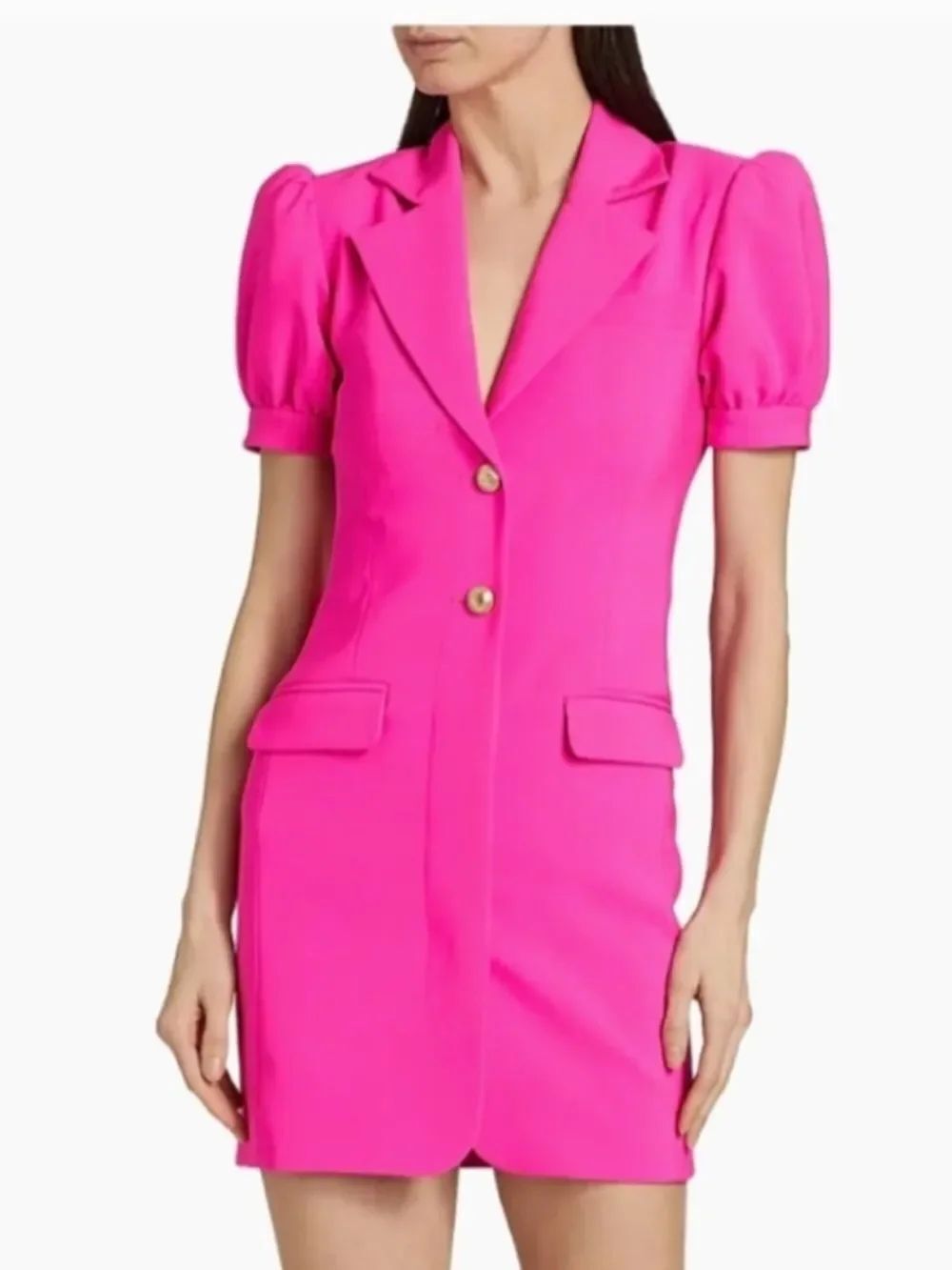 GENERATION LOVE Blazer Mini Dress - Hot Pink Gold Buttons - NWT - Size XS